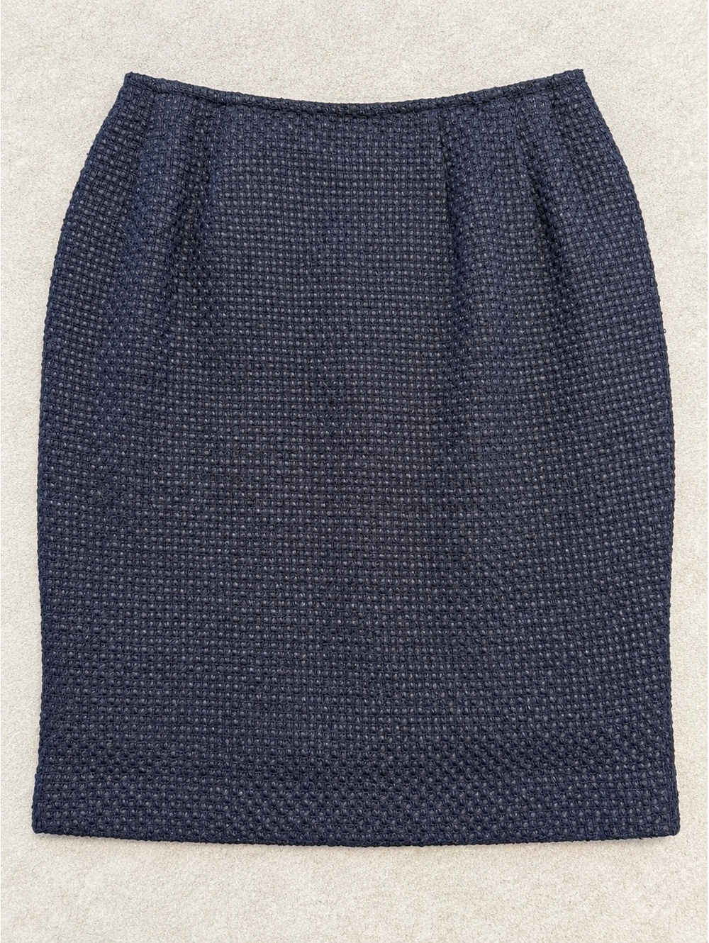 VINTAGE Henri Bendel Women's Navy Blue Textured Pencil Skirt Size 6